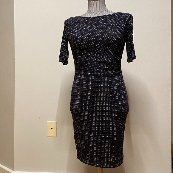 Loft Ruched Hip Dress Navy/Black - Picture 1 of 5
